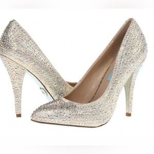 Betsey Johnson Shimmery Gold Blinged Crystal High Heels Size 9.5